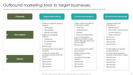 Outbound Marketing Tools Ppt PowerPoint Presentation Complete Deck With Slides