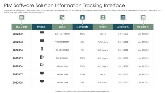 PIM Software Solution Information Tracking Interface Portrait PDF