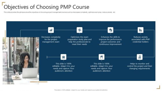 PMP Certification Objectives Of Choosing PMP Course Ppt Ideas Slide PDF
