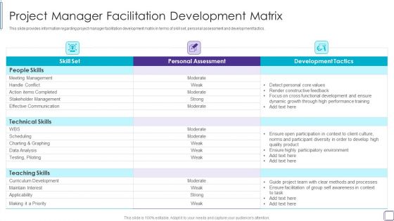 PMP Success Factors IT Project Manager Facilitation Development Matrix Formats PDF