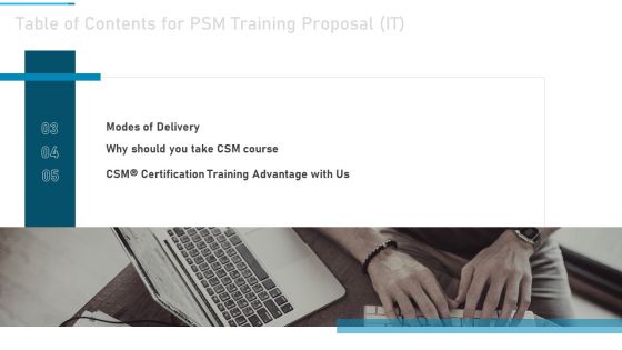 PSM Training Proposal IT Ppt PowerPoint Presentation Complete Deck With Slides