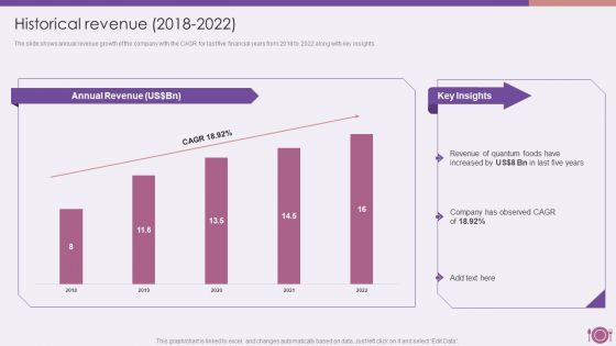 Packaged Food Firm Description Historical Revenue 2018 TO 2022 Themes PDF