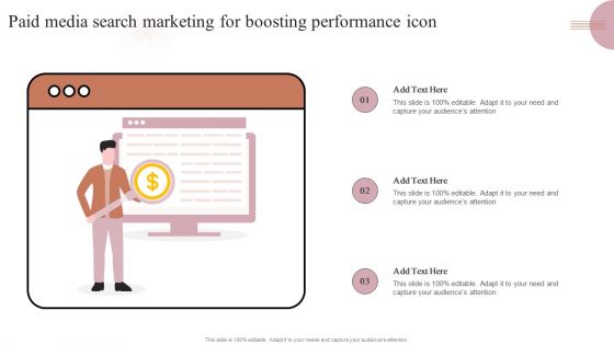 Paid Media Search Marketing For Boosting Performance Icon Diagrams PDF