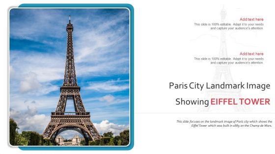 Paris City Landmark Image Showing Eiffel Tower PowerPoint Presentation Ppt Template PDF