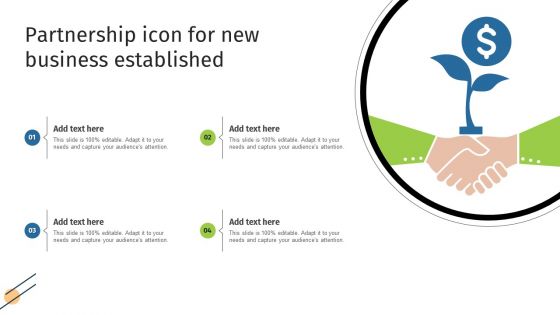 Partnership Icon For New Business Established Inspiration PDF