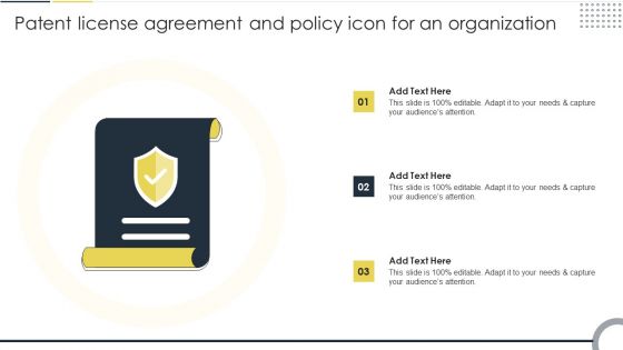 Patent License Agreement And Policy Icon For An Organization Summary PDF Patent License Agreement And Policy Icon For An Organization Summary PDF