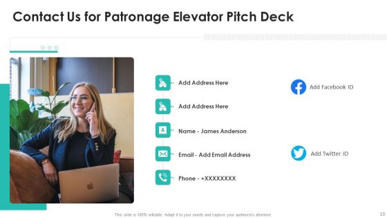 Patronage Elevator Pitch Deck Ppt PowerPoint Presentation Complete Deck With Slides