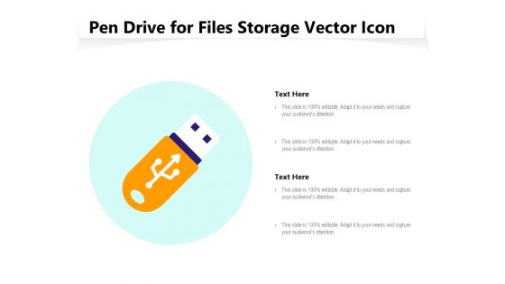 Pen Drive For Files Storage Vector Icon Ppt PowerPoint Presentation File Vector PDF