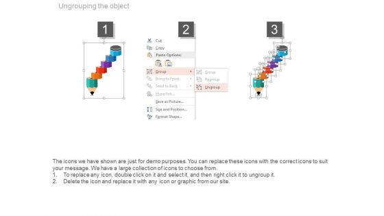 Pencil Chart With Growth Steps Powerpoint Template