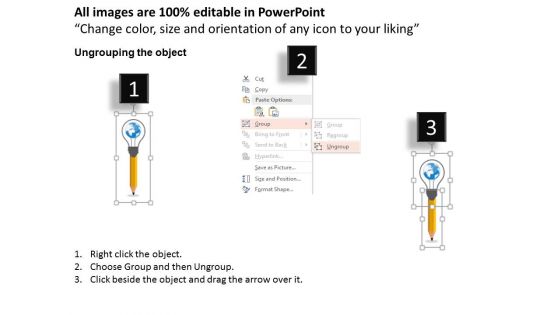Pencil Idea Bulb With Globe Infographic Powerpoint Template