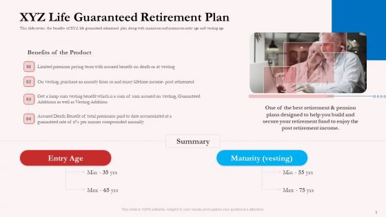 Pension Plan XYZ Life Guaranteed Retirement Plan Ppt Professional Guide PDF