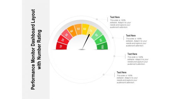 Performance Monitor Dashboard Layout With Number Rating Ppt PowerPoint Presentation Gallery Graphics Tutorials PDF
