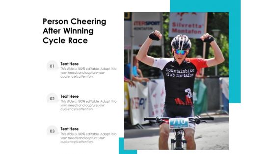 Person Cheering After Winning Cycle Race Ppt PowerPoint Presentation File Files PDF