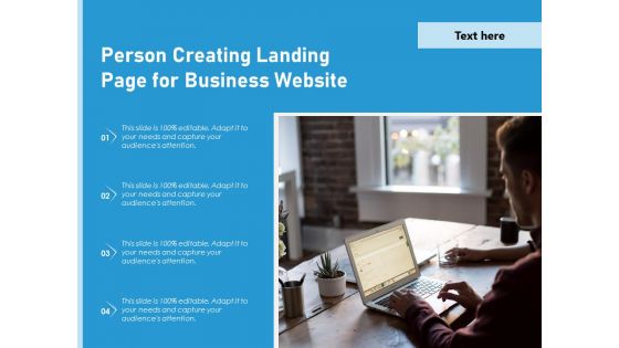Person Creating Landing Page For Business Website Ppt PowerPoint Presentation Graphics PDF