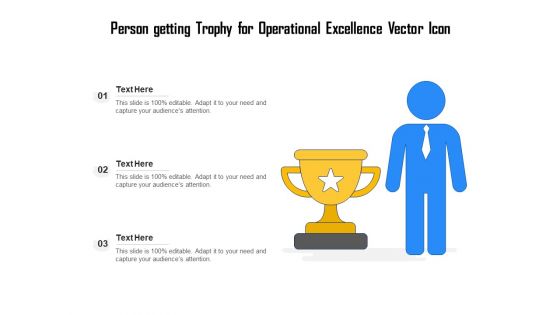 Person Getting Trophy For Operational Excellence Vector Icon Ppt PowerPoint Presentation Gallery Graphics Template PDF