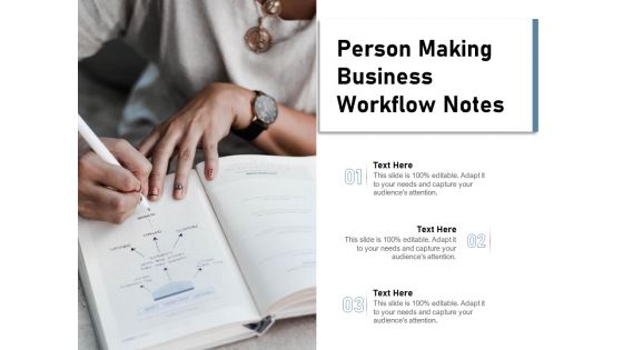 Person Making Business Workflow Notes Ppt PowerPoint Presentation Backgrounds PDF