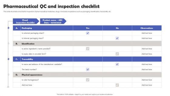 Pharmaceutical QC And Inspection Checklist Professional PDF