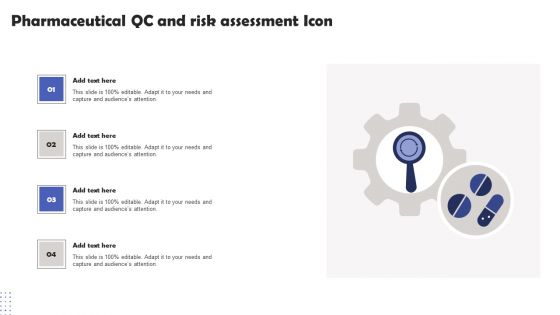 Pharmaceutical QC And Risk Assessment Icon Background PDF Pharmaceutical QC And Risk Assessment Icon Background PDF