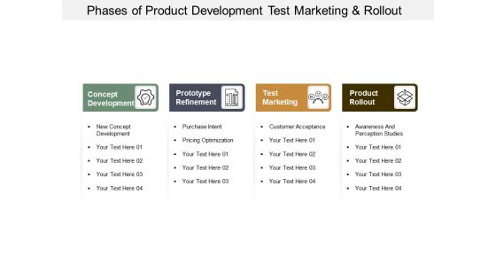 Phases Of Product Development Test Marketing And Rollout Ppt Powerpoint Presentation Show Grid
