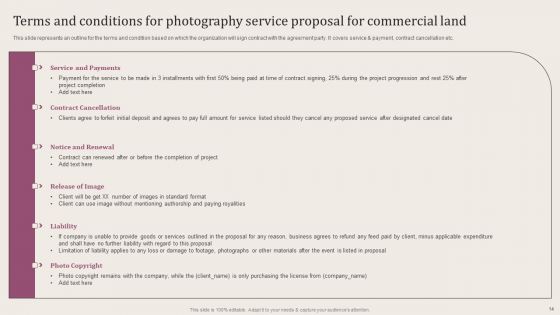 Photography Service Proposal For Commercial Land Ppt PowerPoint Presentation Complete Deck With Slides
