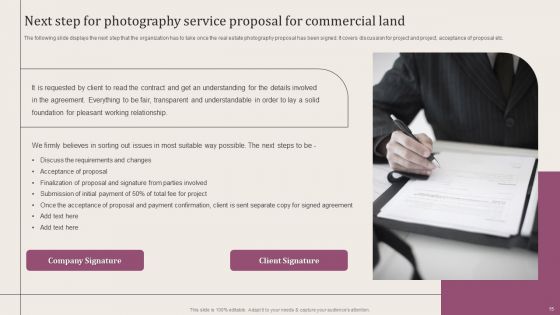 Photography Service Proposal For Commercial Land Ppt PowerPoint Presentation Complete Deck With Slides