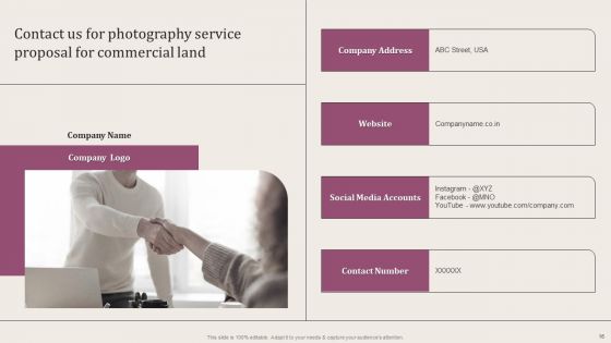 Photography Service Proposal For Commercial Land Ppt PowerPoint Presentation Complete Deck With Slides