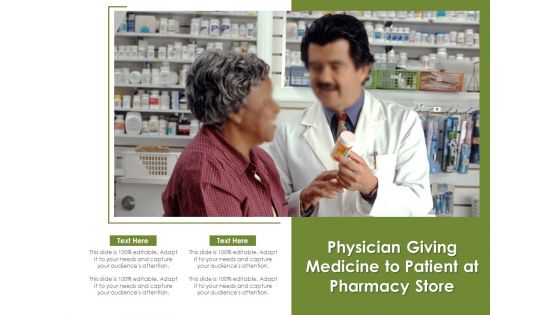Physician Giving Medicine To Patient At Pharmacy Store Ppt PowerPoint Presentation Pictures Microsoft PDF