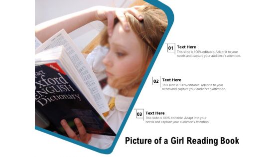 Picture Of A Girl Reading Book Ppt PowerPoint Presentation Layouts Template PDF