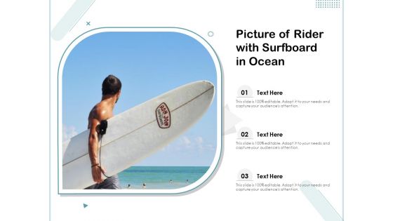Picture Of Rider With Surfboard In Ocean Ppt PowerPoint Presentation Show Designs Download PDF