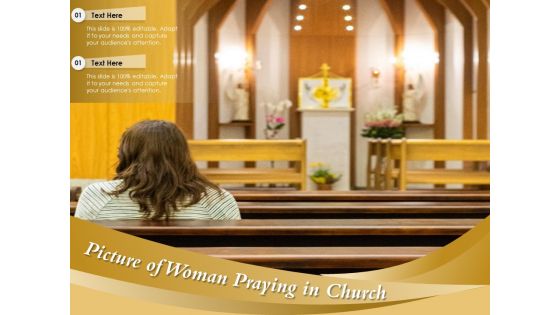 Picture Of Woman Praying In Church Ppt PowerPoint Presentation File Infographic Template PDF