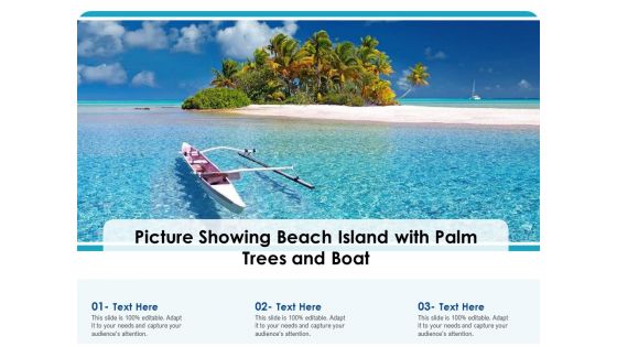 Picture Showing Beach Island With Palm Trees And Boat Ppt PowerPoint Presentation Infographic Template Ideas PDF