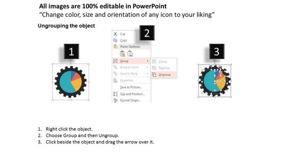 Pie Chart Gear Diagram For Financial Analysis Powerpoint Template