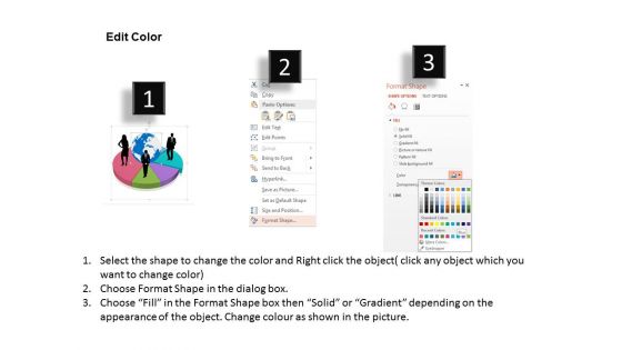 Pie Chart With Global Team Powerpoint Template