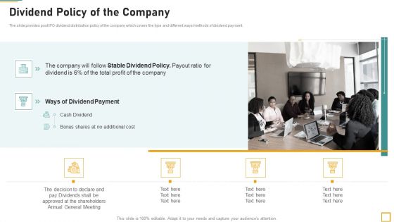 Pitch Book For Investor Funding Contract Dividend Policy Of The Company Ideas PDF