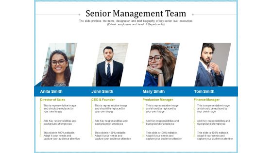 Pitch Deck For Short Term Debt Financing Senior Management Team Guidelines PDF