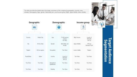 Pitch Deck To Collect Funding From Initial Financing Target Audience Segmentation Demonstration PDF