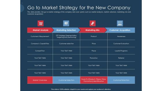 Pitch Deck To Gather Funding From Initial Capital Go To Market Strategy For The New Company Structure PDF