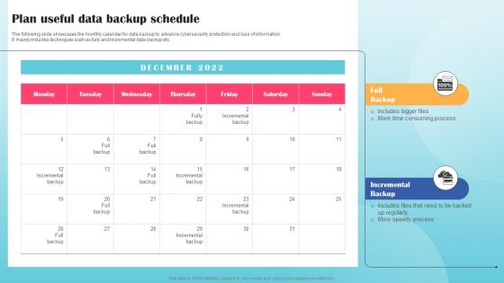 Plan Useful Data Backup Schedule Ppt PowerPoint Presentation File Pictures PDF