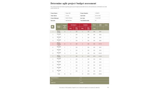 Playbook For Agile Framework Adoption Strategies Template