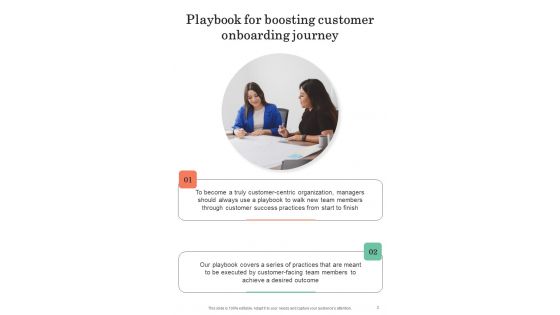 Playbook For Boosting Customer Onboarding Journey Template