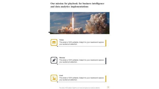 Playbook For Business Intelligence And Data Analytics Implementations Template