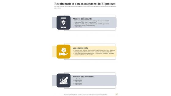 Playbook For Business Intelligence And Data Analytics Implementations Template