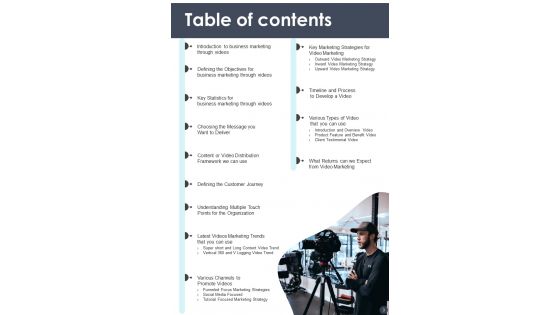 Playbook For Business Marketing Through Videos Template