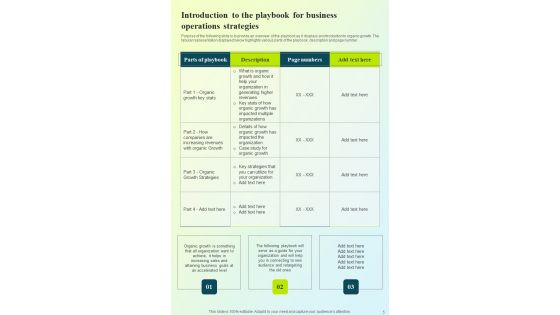 Playbook For Business Operations Strategies Template