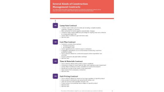 Playbook For Construction Project Framework Template