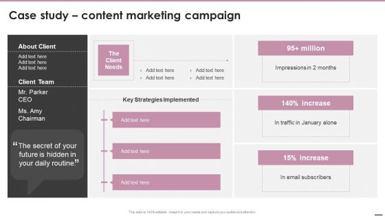 Playbook For Content Marketing Strategies Case Study Content Marketing Campaign Designs PDF