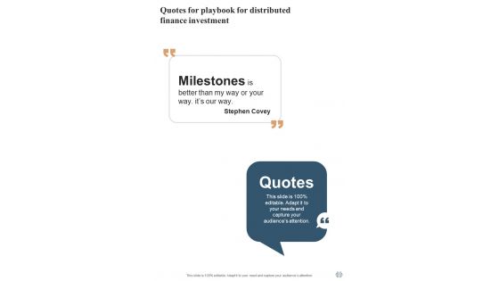 Playbook For Distributed Finance Investment Template