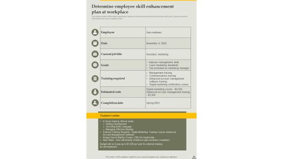 Playbook For Employee Workplace Training Template
