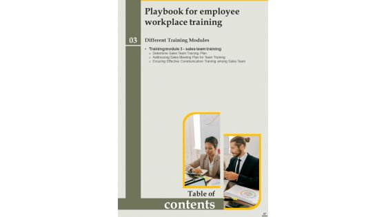 Playbook For Employee Workplace Training Template