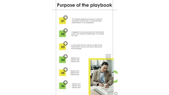 Playbook For Organizational Digital Transformation Template